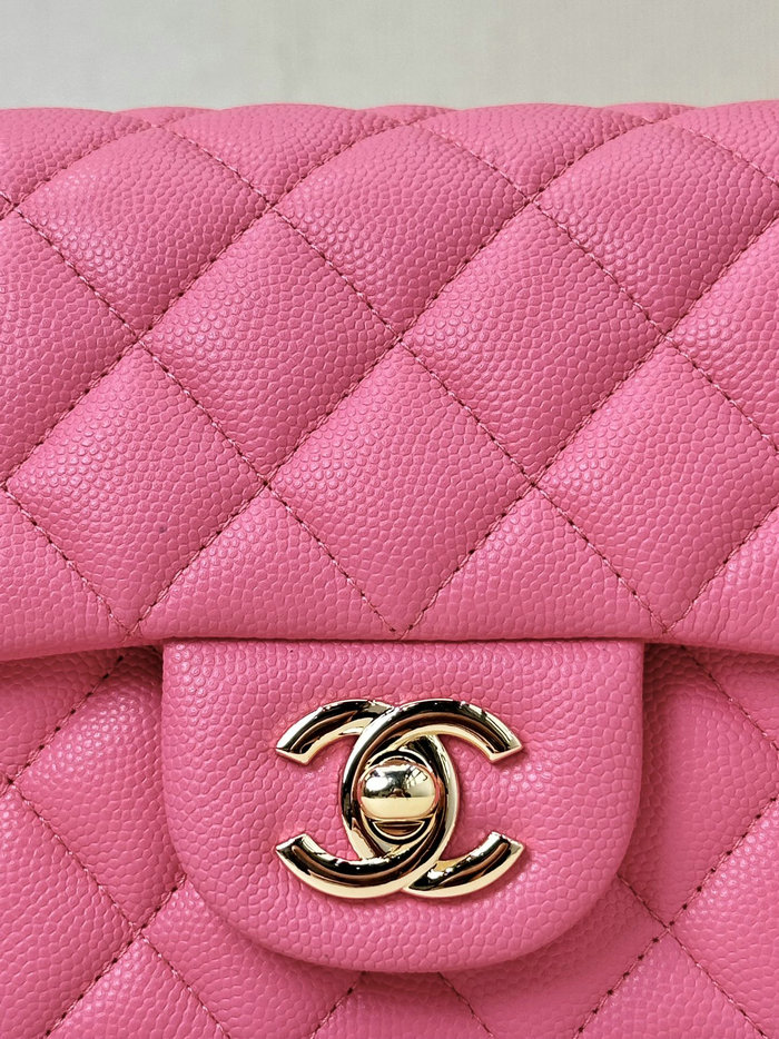 Small Chanel Grained Calfskin Flap Bag A01116 Peach