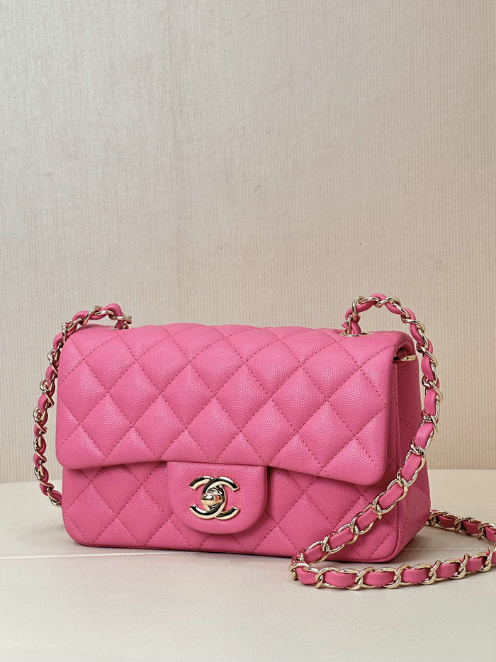 Small Chanel Grained Calfskin Flap Bag A01116 Peach