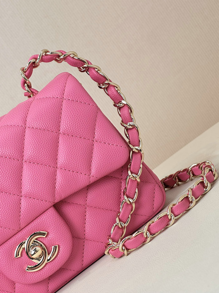 Small Chanel Grained Calfskin Flap Bag A01116 Peach