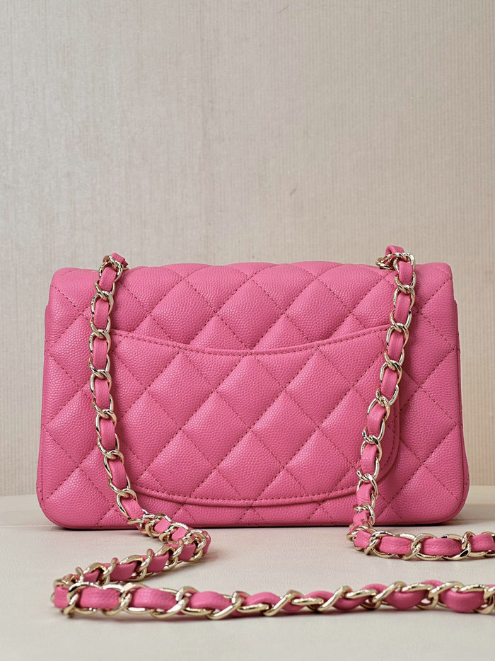 Small Chanel Grained Calfskin Flap Bag A01116 Peach