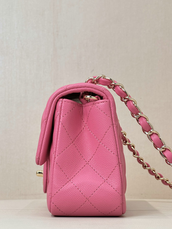 Small Chanel Grained Calfskin Flap Bag A01116 Peach