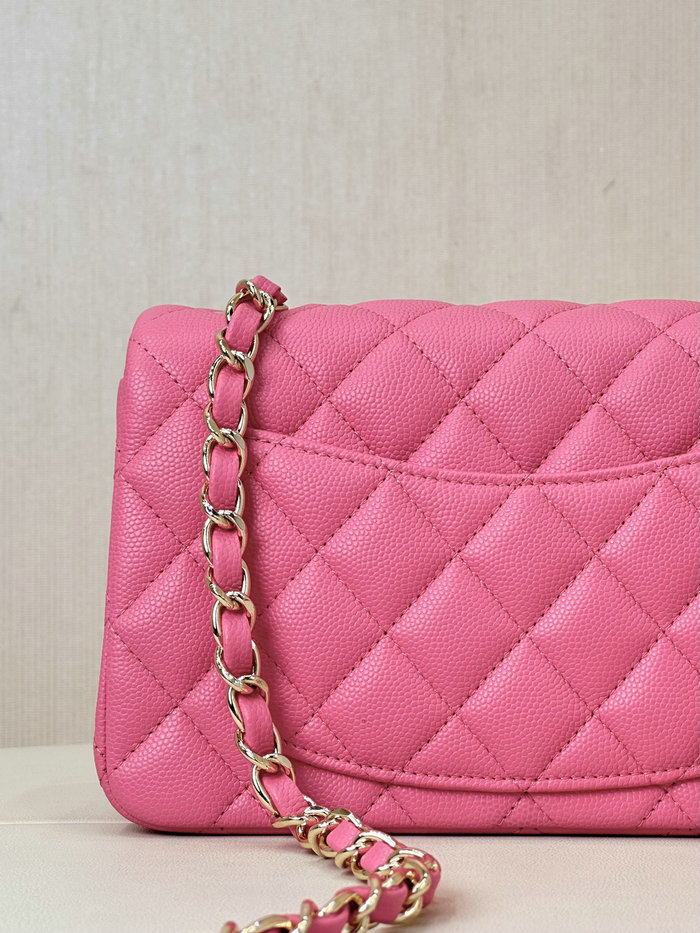 Small Chanel Grained Calfskin Flap Bag A01116 Peach