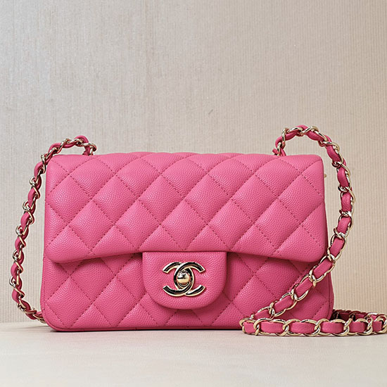 Small Chanel Grained Calfskin Flap Bag A01116 Peach