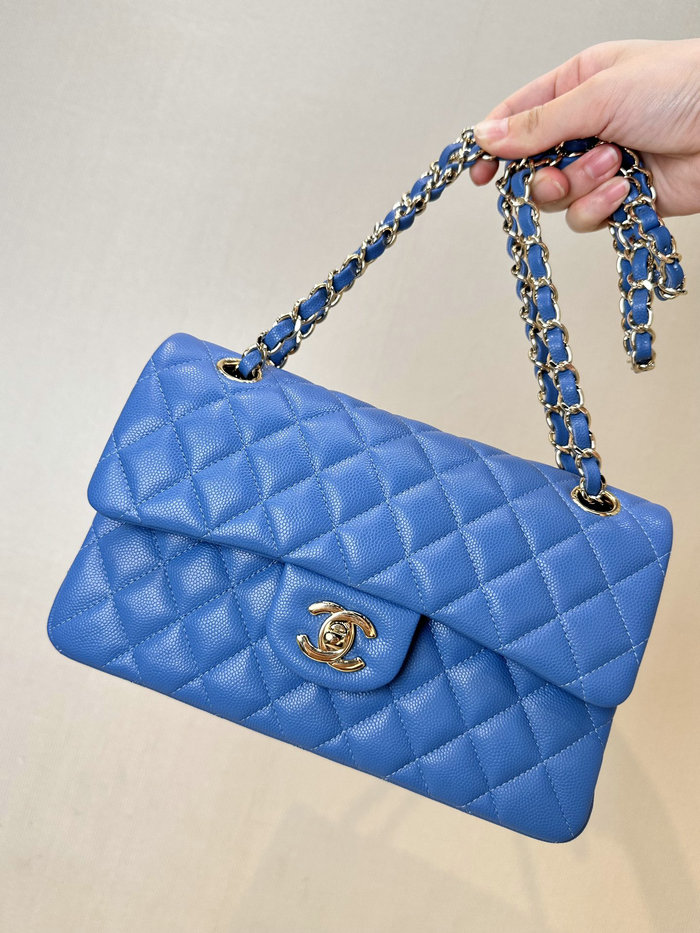 Small Chanel Grained Calfskin Flap Bag A01117 Blue