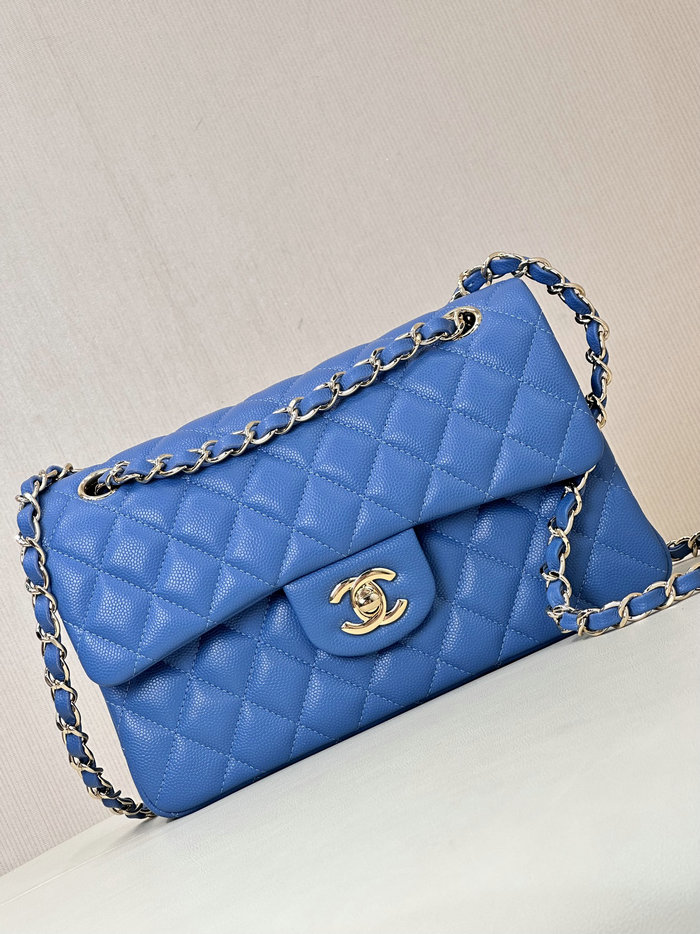 Small Chanel Grained Calfskin Flap Bag A01117 Blue