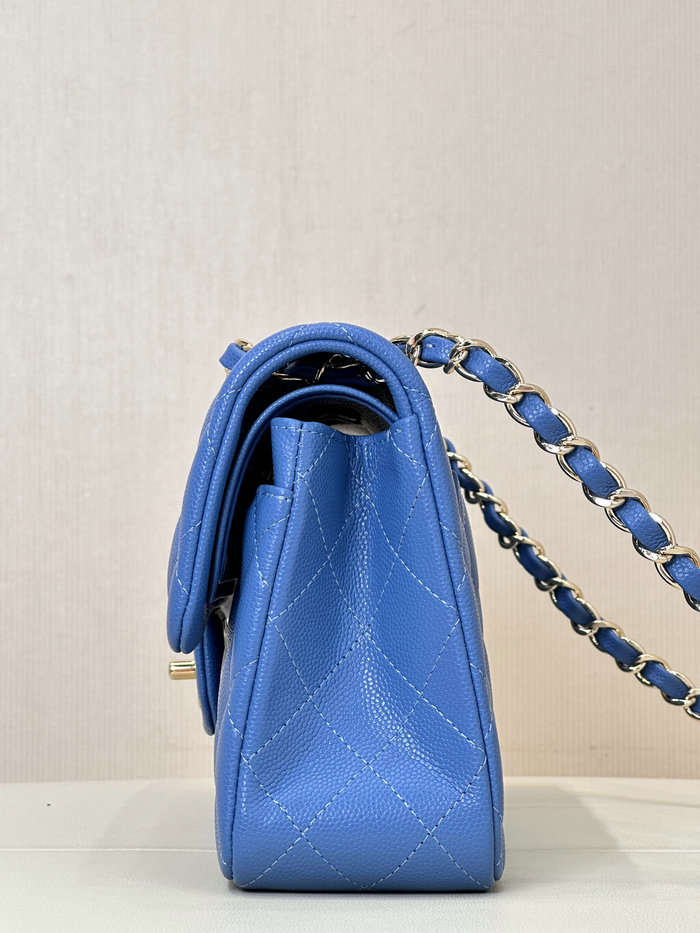 Small Chanel Grained Calfskin Flap Bag A01117 Blue