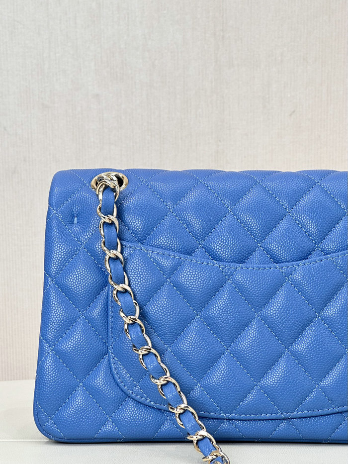 Small Chanel Grained Calfskin Flap Bag A01117 Blue