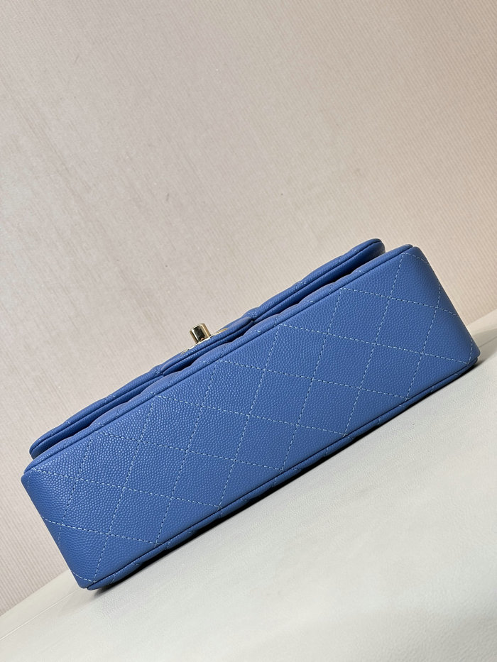 Small Chanel Grained Calfskin Flap Bag A01117 Blue