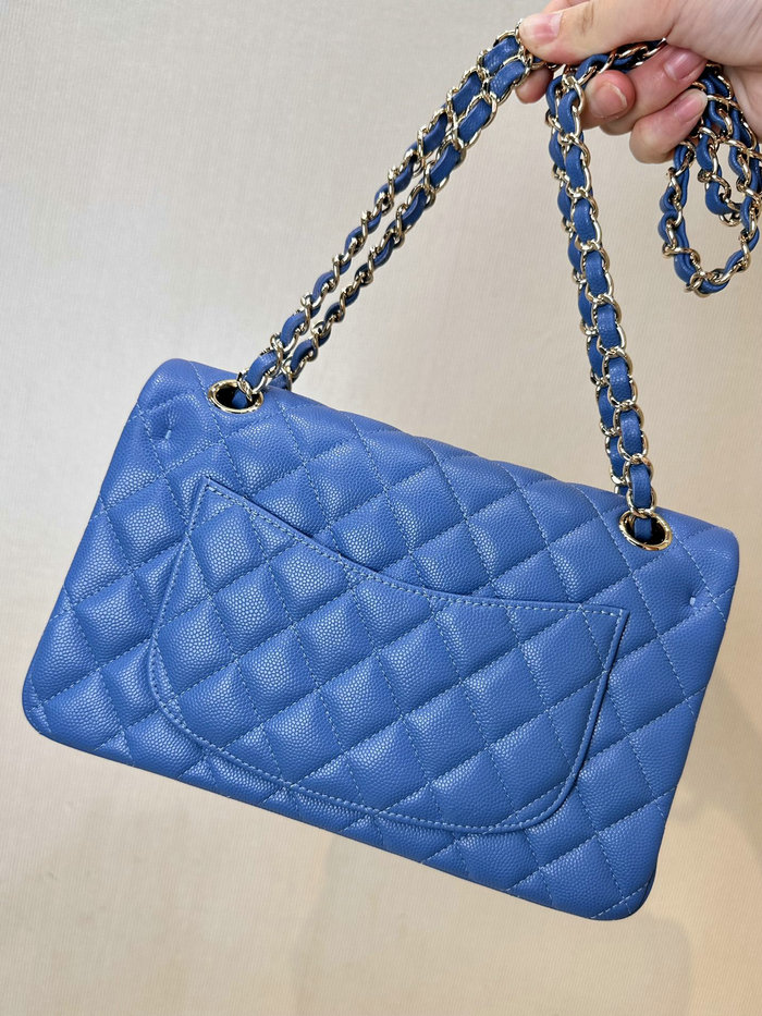 Small Chanel Grained Calfskin Flap Bag A01117 Blue