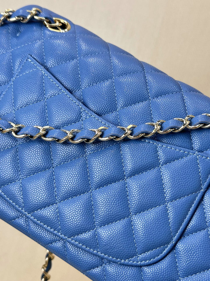 Small Chanel Grained Calfskin Flap Bag A01117 Blue