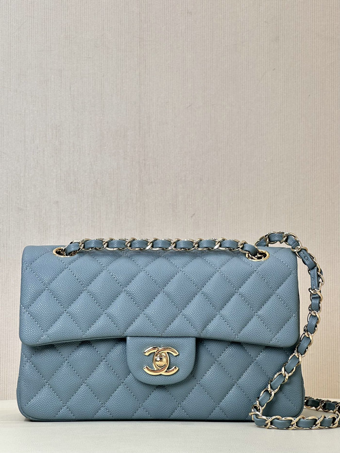 Small Chanel Grained Calfskin Flap Bag A01117 Blue