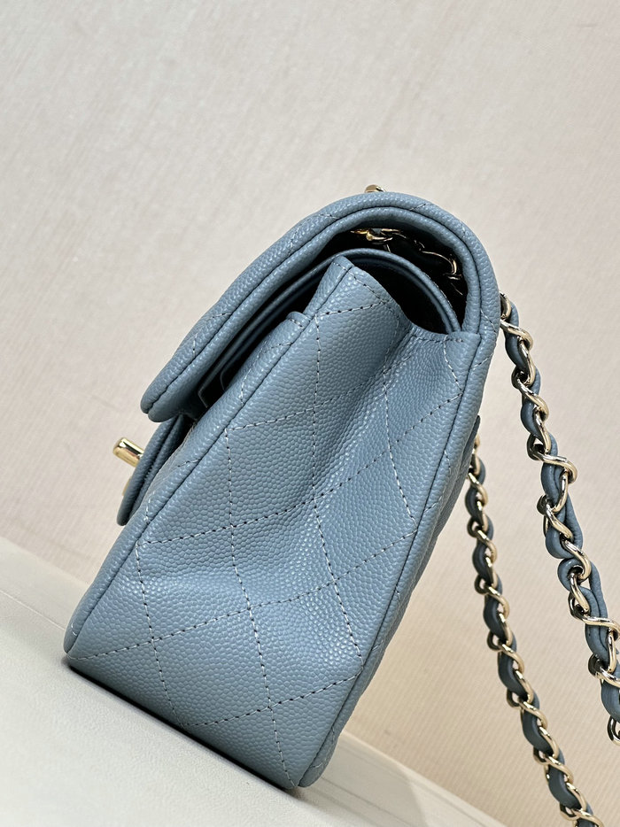 Small Chanel Grained Calfskin Flap Bag A01117 Blue