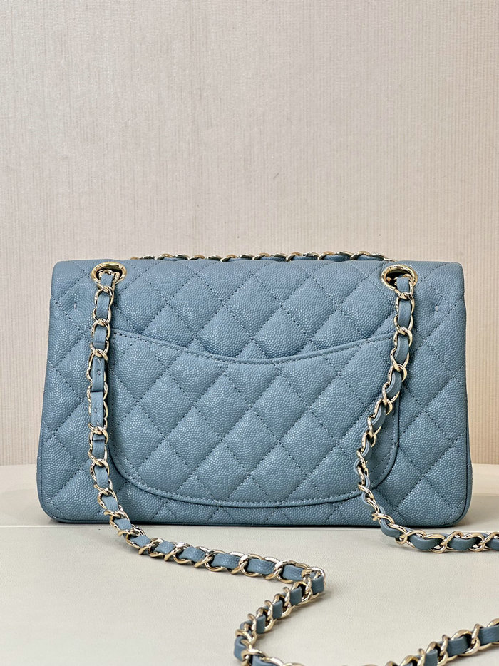 Small Chanel Grained Calfskin Flap Bag A01117 Blue