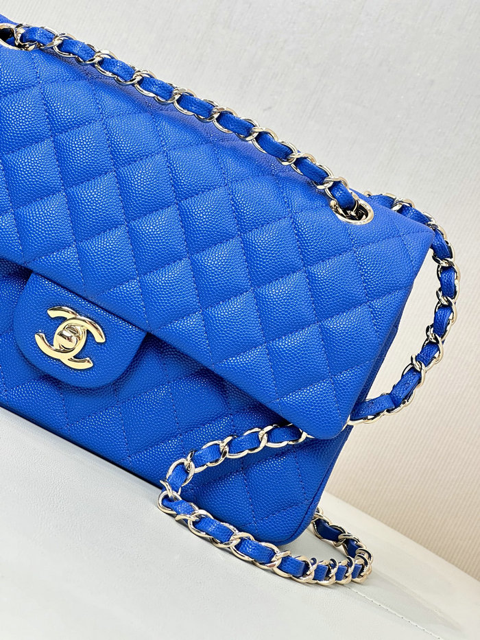 Small Chanel Grained Calfskin Flap Bag A01117 Electric Blue