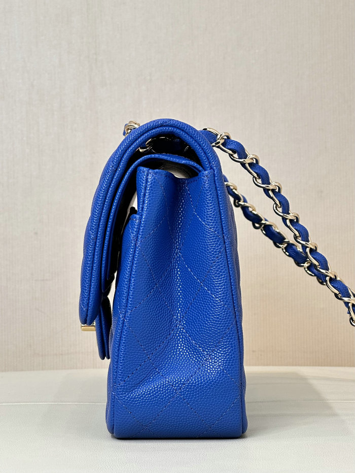 Small Chanel Grained Calfskin Flap Bag A01117 Electric Blue