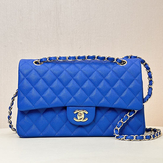 Small Chanel Grained Calfskin Flap Bag A01117 Electric Blue