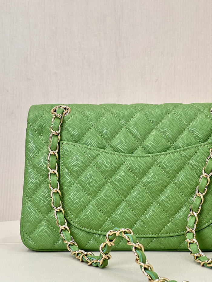 Small Chanel Grained Calfskin Flap Bag A01117 Green