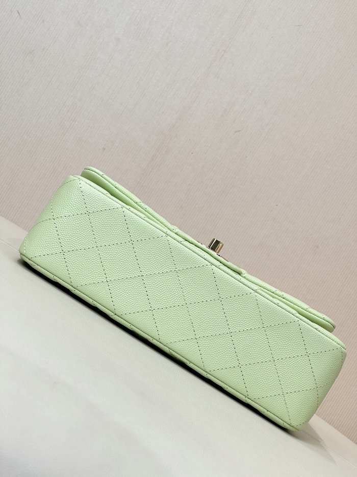 Small Chanel Grained Calfskin Flap Bag A01117 Light Green