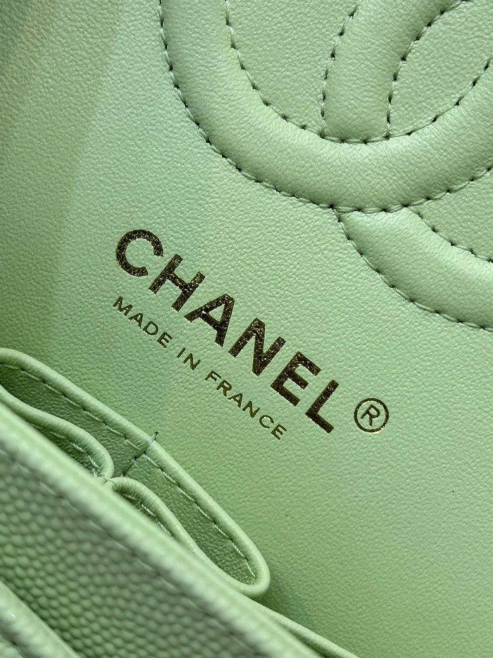 Small Chanel Grained Calfskin Flap Bag A01117 Mint Green