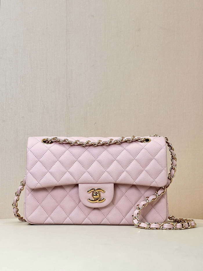 Small Chanel Grained Calfskin Flap Bag A01117 Pink