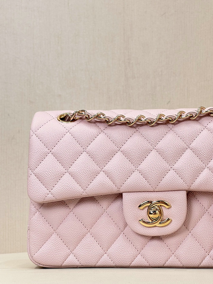 Small Chanel Grained Calfskin Flap Bag A01117 Pink