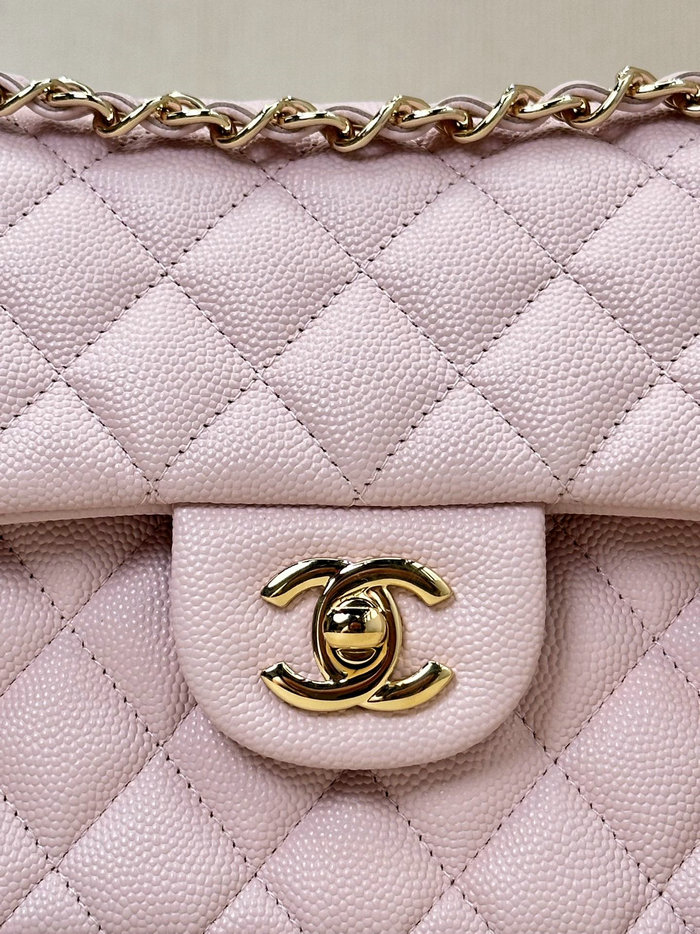 Small Chanel Grained Calfskin Flap Bag A01117 Pink