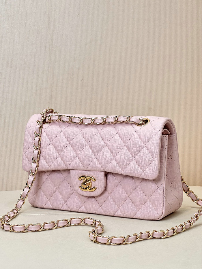 Small Chanel Grained Calfskin Flap Bag A01117 Pink