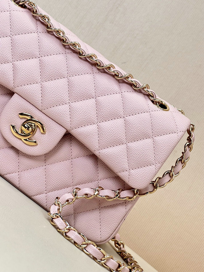 Small Chanel Grained Calfskin Flap Bag A01117 Pink