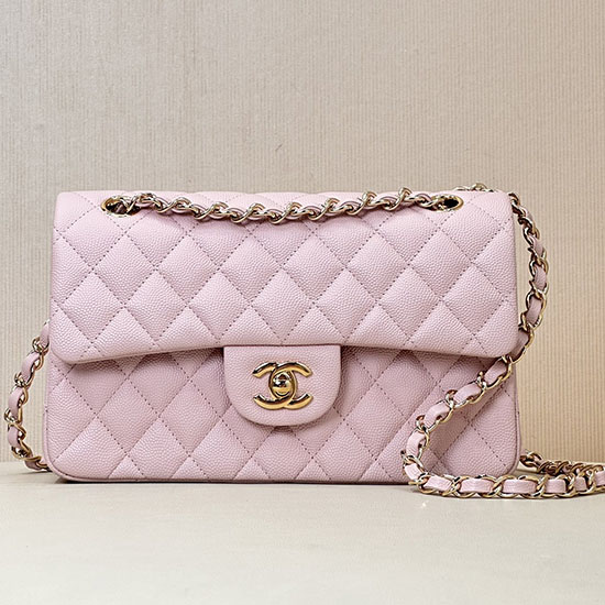 Small Chanel Grained Calfskin Flap Bag A01117 Pink