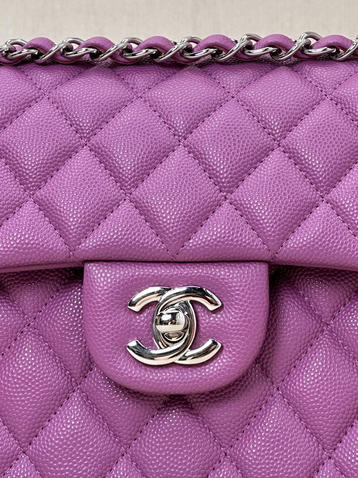 Small Chanel Grained Calfskin Flap Bag A01117 Purple