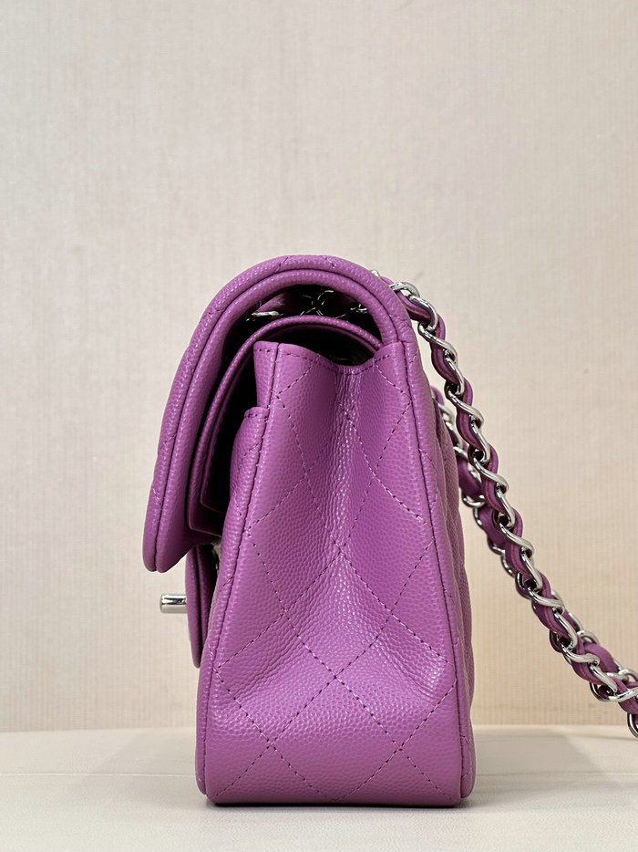 Small Chanel Grained Calfskin Flap Bag A01117 Purple