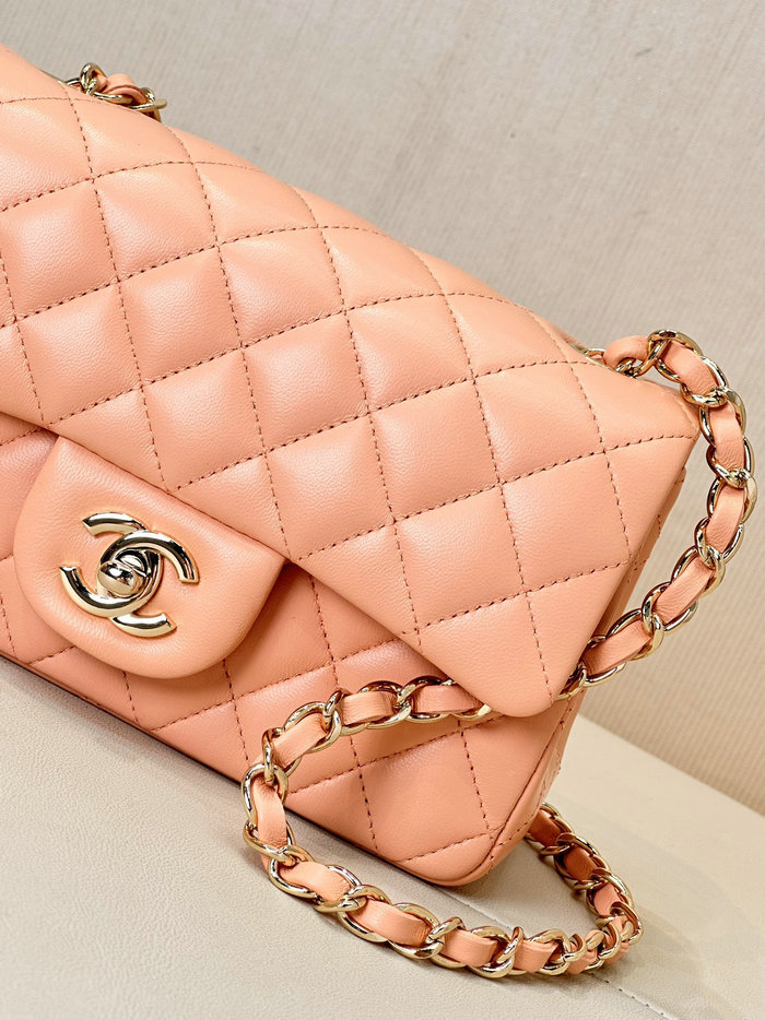 Small Chanel Lambskin Flap Bag A01116 Nude