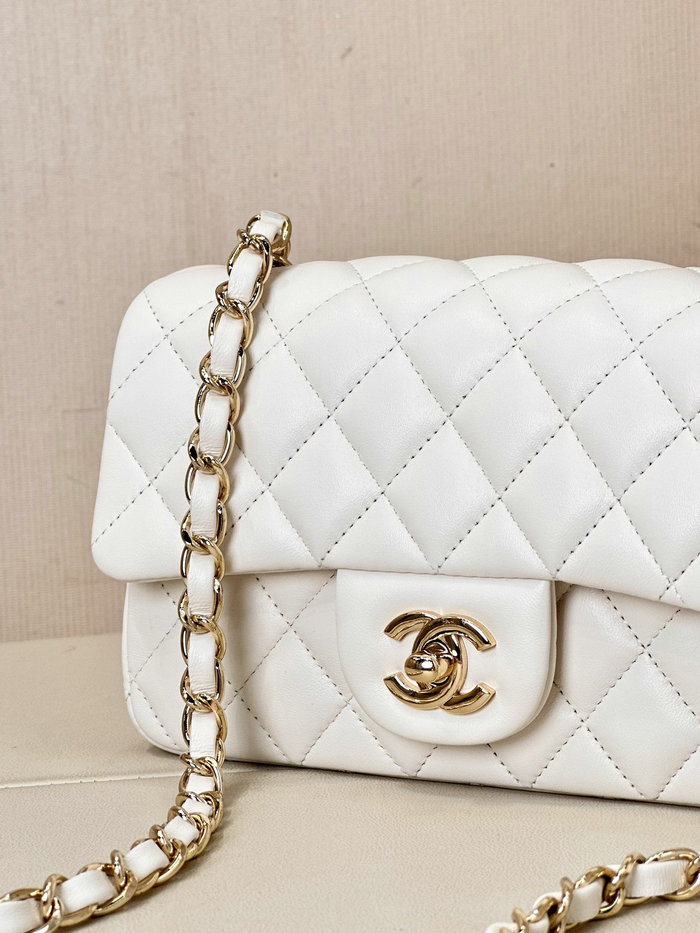 Small Chanel Lambskin Flap Bag A01116 White