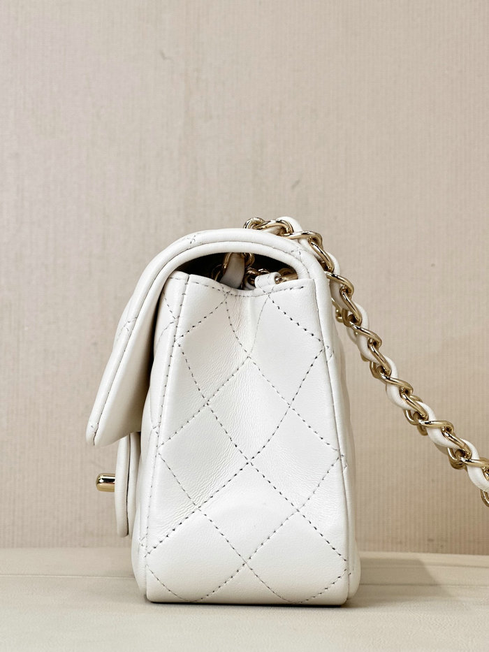 Small Chanel Lambskin Flap Bag A01116 White