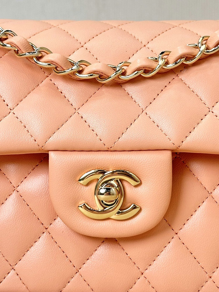 Small Chanel Lambskin Flap Bag A01117 Nude