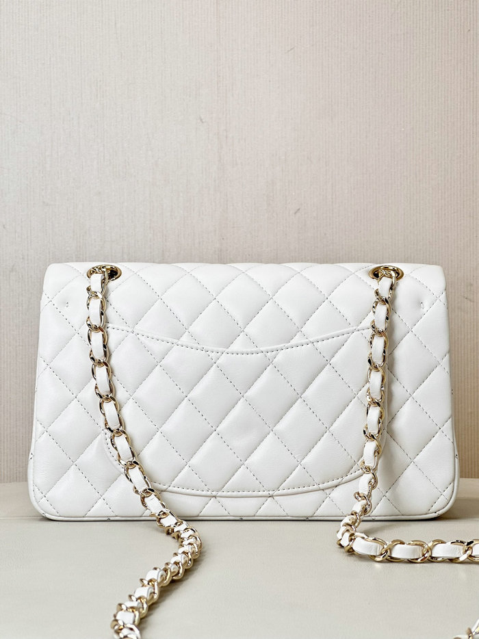 Small Chanel Lambskin Flap Bag A01117 White