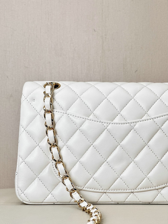 Small Chanel Lambskin Flap Bag A01117 White