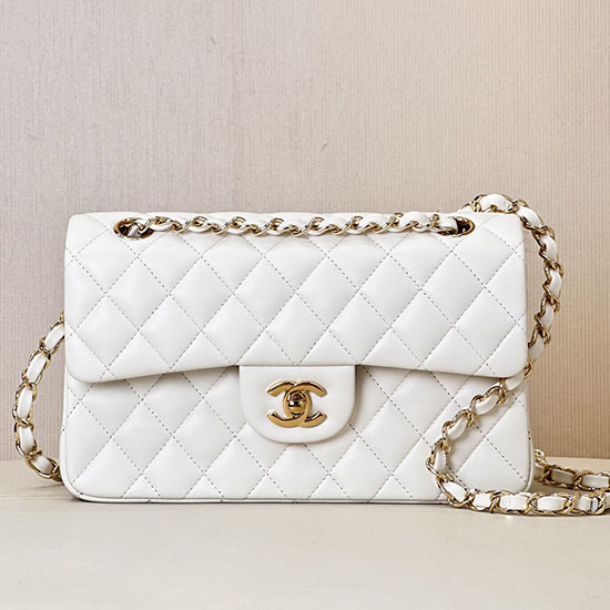 Small Chanel Lambskin Flap Bag A01117 White