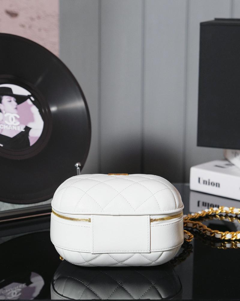 Chanel Lambskin Vanity Case With Chain White AS3066