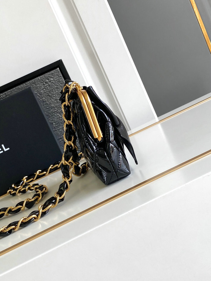 Chanel Mini Shiny Lambskin Clutch AP4028 Black