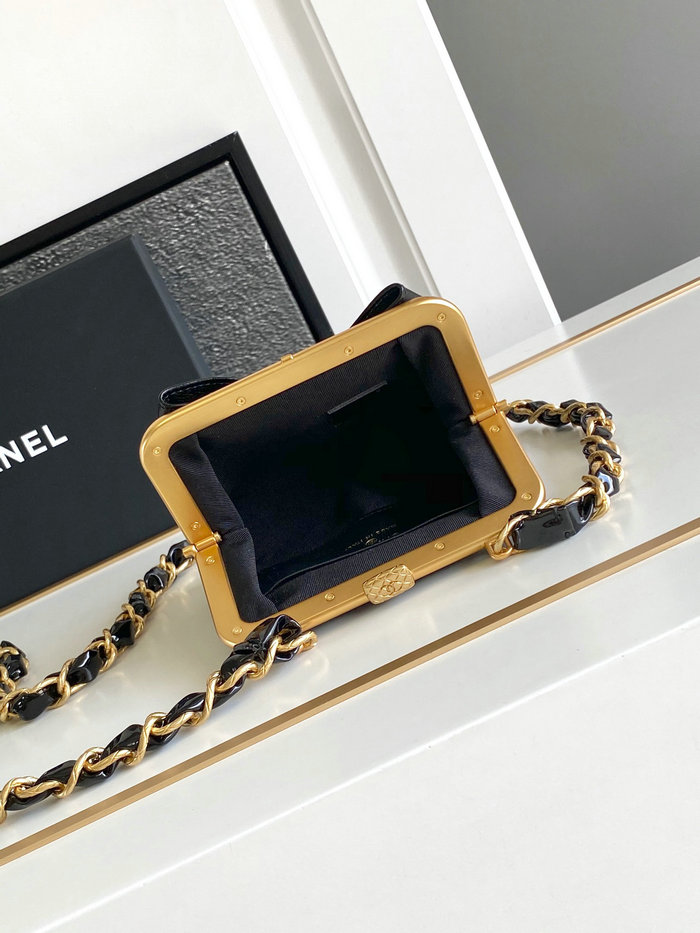 Chanel Mini Shiny Lambskin Clutch AP4028 Black