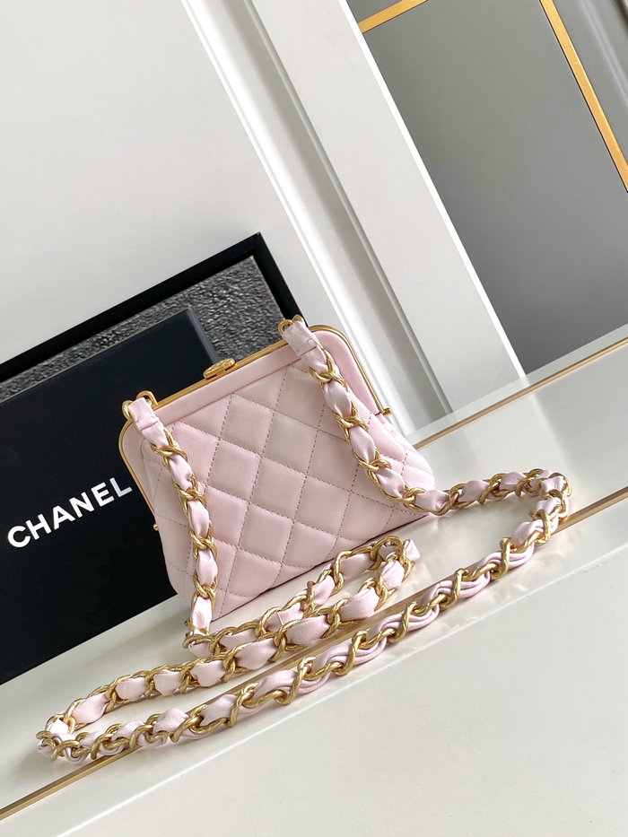 Chanel Mini Shiny Lambskin Clutch AP4028 Pink