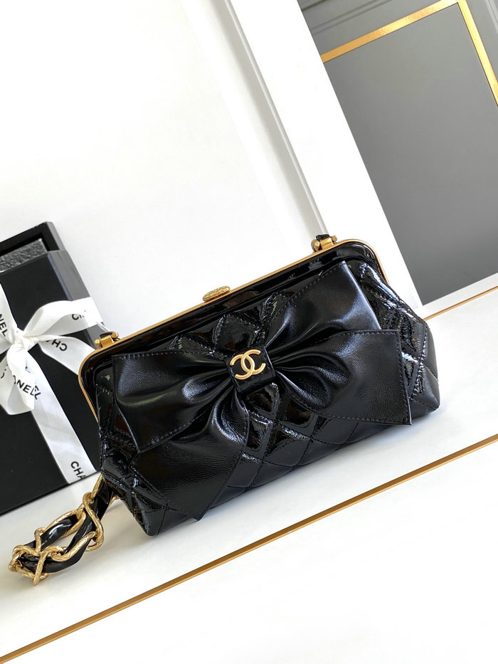 Chanel Small Shiny Lambskin With Chain AP4027 Black