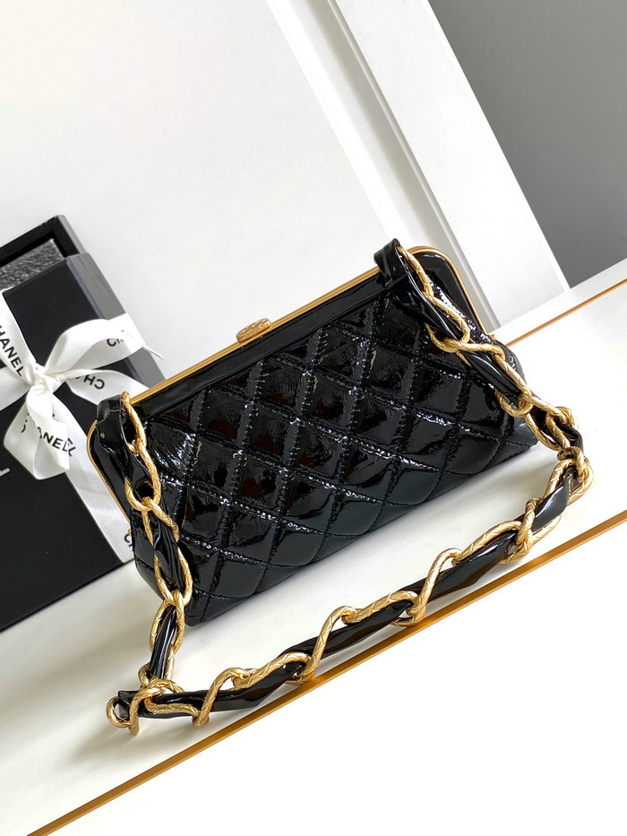 Chanel Small Shiny Lambskin With Chain AP4027 Black