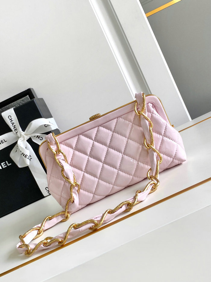 Chanel Small Shiny Lambskin With Chain AP4027 Pink