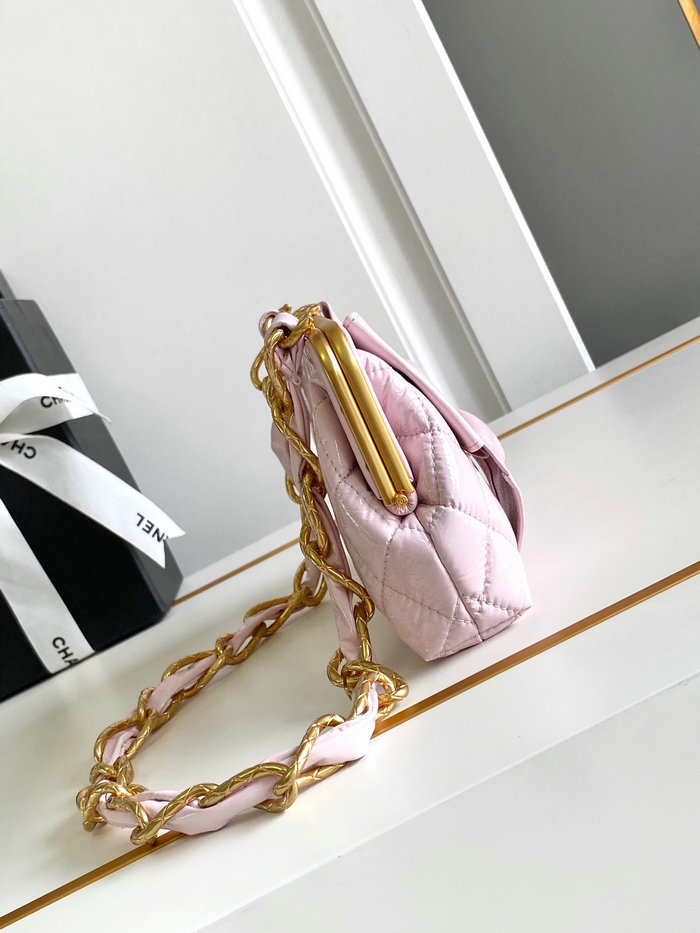 Chanel Small Shiny Lambskin With Chain AP4027 Pink