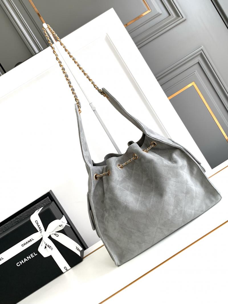 Chanel Suede Leather Shoulder Bag Grey A99921