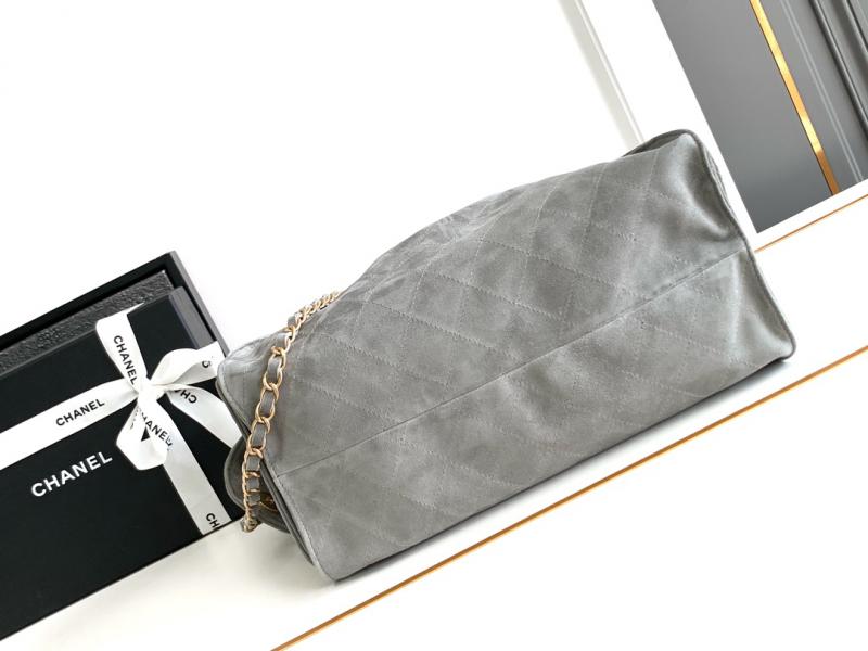 Chanel Suede Leather Shoulder Bag Grey A99921