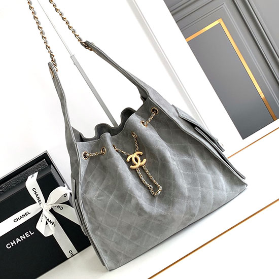 Chanel Suede Leather Shoulder Bag Grey A99921