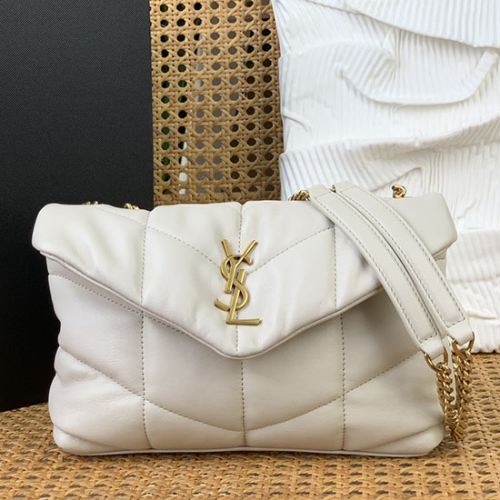 Saint Laurent Loulou Toy Puffer Bag 759337 White with Gold